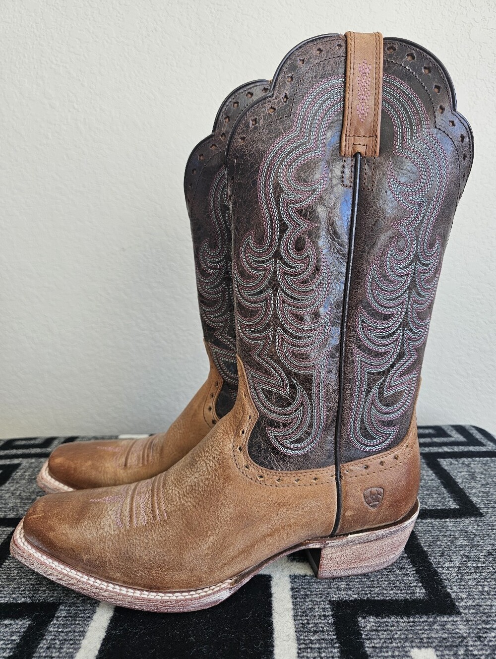 Ariat Tan & Dark Brown Western Cowboy Boots